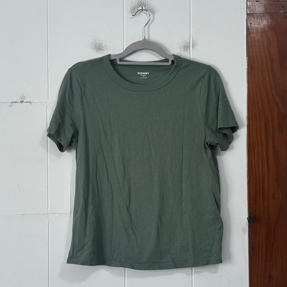 Old Navy Everywear Tee Womens Medium Olive Green Cotton Short Sleeve T-Shirt